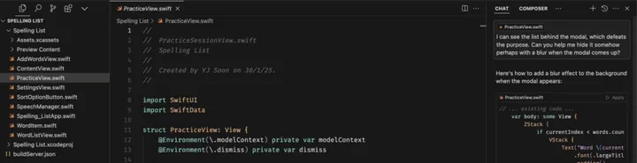Screenshot from Cursor (AI coding tool)