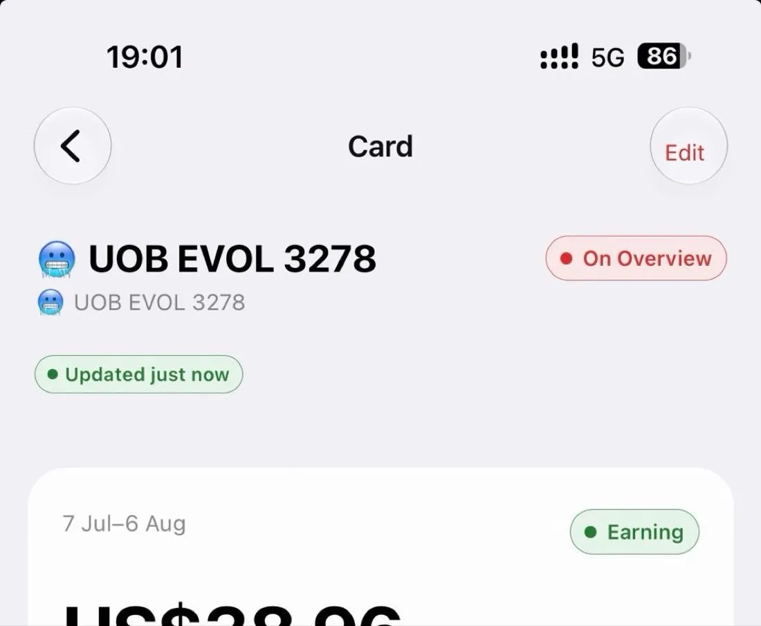The first-pass iOS card screen generated by Codex, with three status indicators and a generic “Card” title